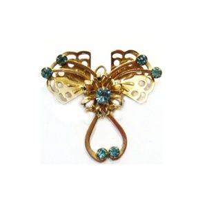 Vintage Antique Butterfly Flower Design Brooch Pin